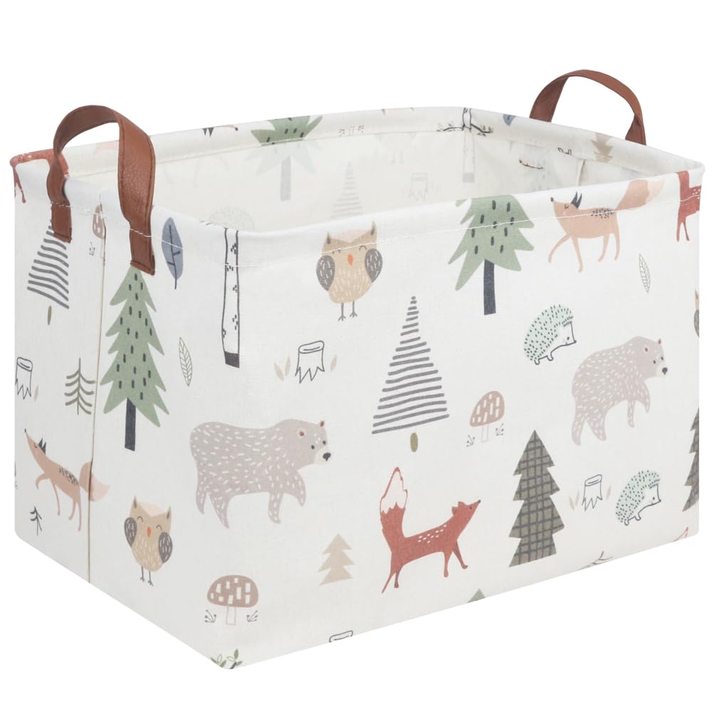 FXOLCSHE Rectangular Animals Basket,Waterproof Storage Bin for Bedroom,Nursery Hamper,Storage Bin for Boys Room Decor,Gift Basket,Animal Room Decor(Animals)
