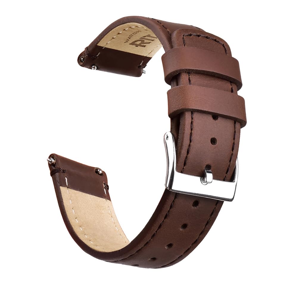 Ritche Leather Watch Strap with Quick Release Pins, 20mm Replacement Watch Band for Men and Women, Fits Smartwatches & Traditional Watches