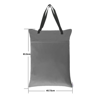 ALVABABY 2 Pack Large Wet Dry Bag Waterproof Hanging Cloth Diaper with Double Zippered Pockets 25x18 inches (Black and grey)