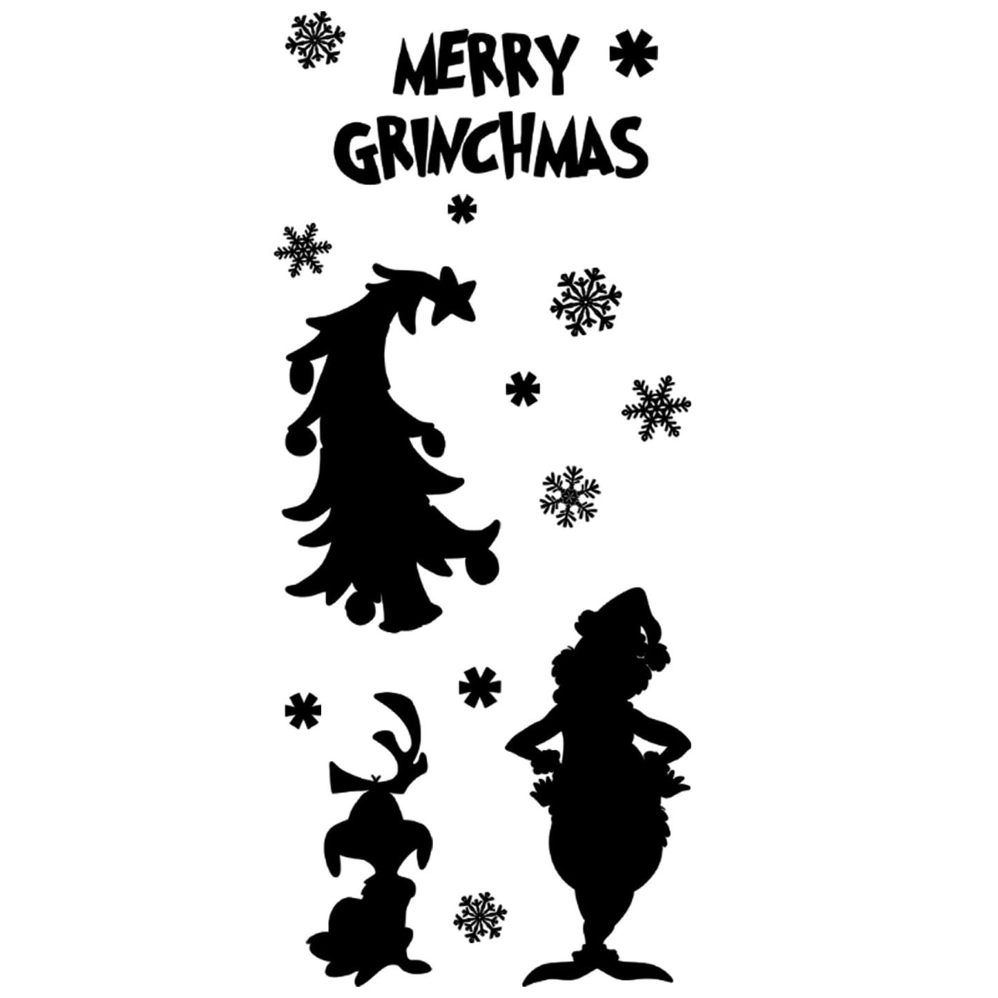 49.2×18.9 Inch Christmas Door Sticker Decorations Black Christmas Door Clings Removable Seasonal Glass Stickers for Window Refrigerator
