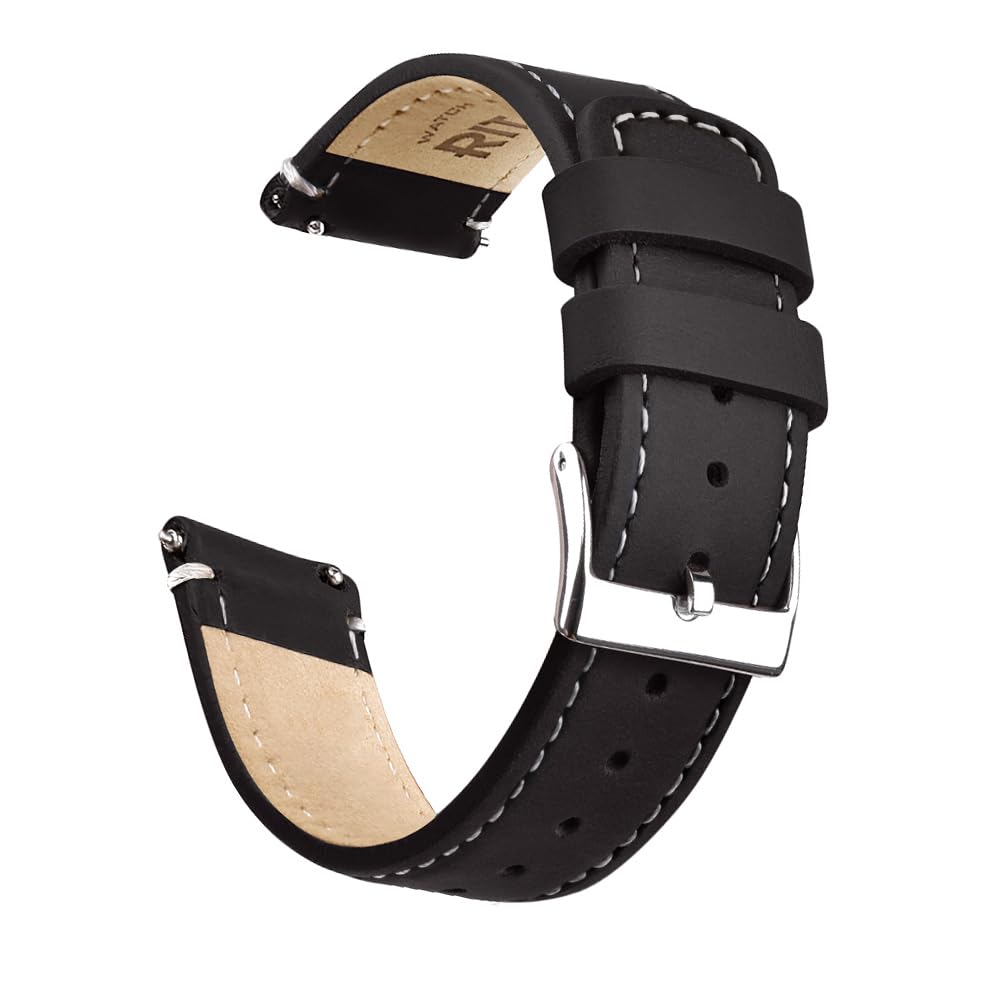 Ritche Leather Watch Strap with Quick Release Pins, 21mm Replacement Watch Band for Men and Women, Fits Smartwatches & Traditional Watches