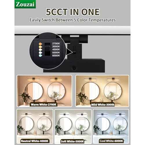 zouzai Second Generation Modern LED Bathroom Vanity Light Bar Black IP44 Over Mirror Bath Wall Fixture 5CCT Adjustable, Dual-Sided, 180¡Æ Adjustable Angle (24 inch)