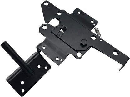 Self-Locking Gate Latch Heavy Duty Post Mount Automatic Gravity Lever Wood/PVC Fence Gate Lock with Fasteners Hardware,for Secure Pool |Yard | Gadren, Steel,Black