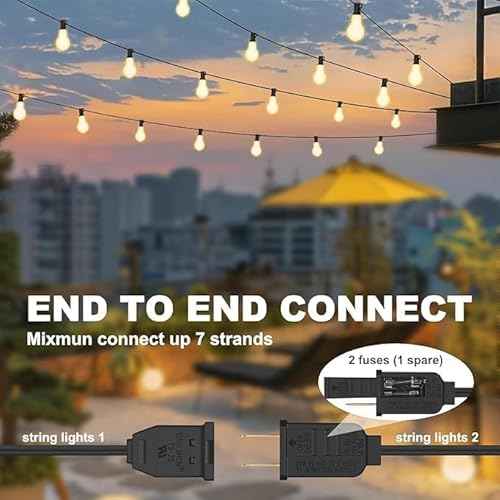 50FT Outdoor String Lights Waterproof with 32+2 Bulbs (1.5FT Bulbs Spacing), Remote & Dimmer, Commercial Patio String Lights with 3 Mode Light & Timing, 50PC Mounting Ties for Outside