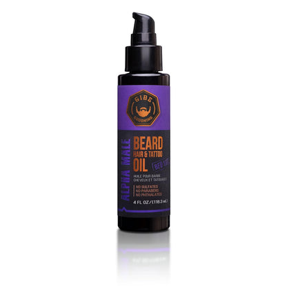 GIBS Beard, Hair & Tattoo Oil - Softens & Strengthens Beard Growth, Moisturizes Skin (4 Scents, 2 Sizes)