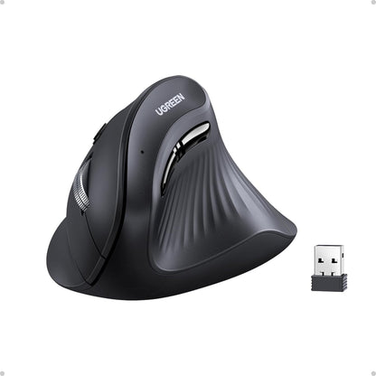 UGREEN Vertical Wireless (Bluetooth 5.0+2.4G) Ergonomic Mouse with 5 Buttons, 1000/1600/2000/4000 DPI, Prevention of Mouse Arm, Vertical Mouse Compatible with PC/Laptop/Tablet, Black