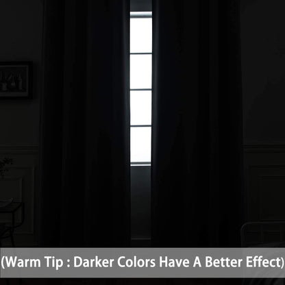 Yakamok Room Darkening Gray Blackout Curtains, Light Blocking Thermal Insulated Grommet Drapes for Bedroom Living Room, 52W x 84L, Grey Curtains, 2 Panels, 2 Tie Backs Included