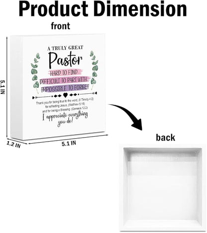Pastor Gifts Wooden Box Sign Wall Decor Wooden Plaque Sign Pastor Appreciation Gifts Thank You Gifts Best Pastor Gift Spiritual Gifts for Men Living Room Bedroom Home Decor Desk Shelf Table Decor