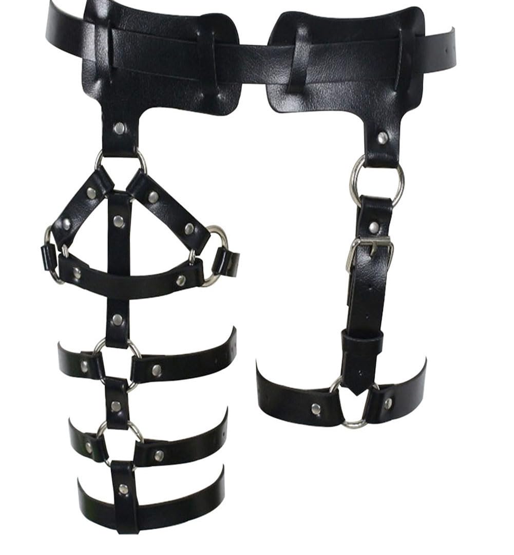 Leather Leg Harness Punk Black Garters Belts Rave Club Party Thigh Holster Leg Chain Body Jewelry for Women