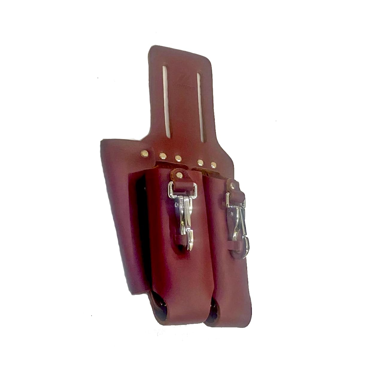 Zeluga Saddle Leather 3 Pocket Linesmen and Electricians Tool Holder (Cherry)