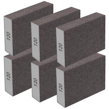 6Pcs Sanding Sponge 120 Grit Sanding Block Washable and Reusable for Wood, Metal, Wall Polish