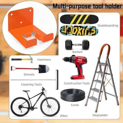 Weedeater Hanger, 2 Pack Weed Eater Hanger for Garage Wall-mounted Organizer Trimmer Rack Storage for Grass Trimmer, Hedge Trimmer, Garage Wall, Garden Tools, Black, Orange
