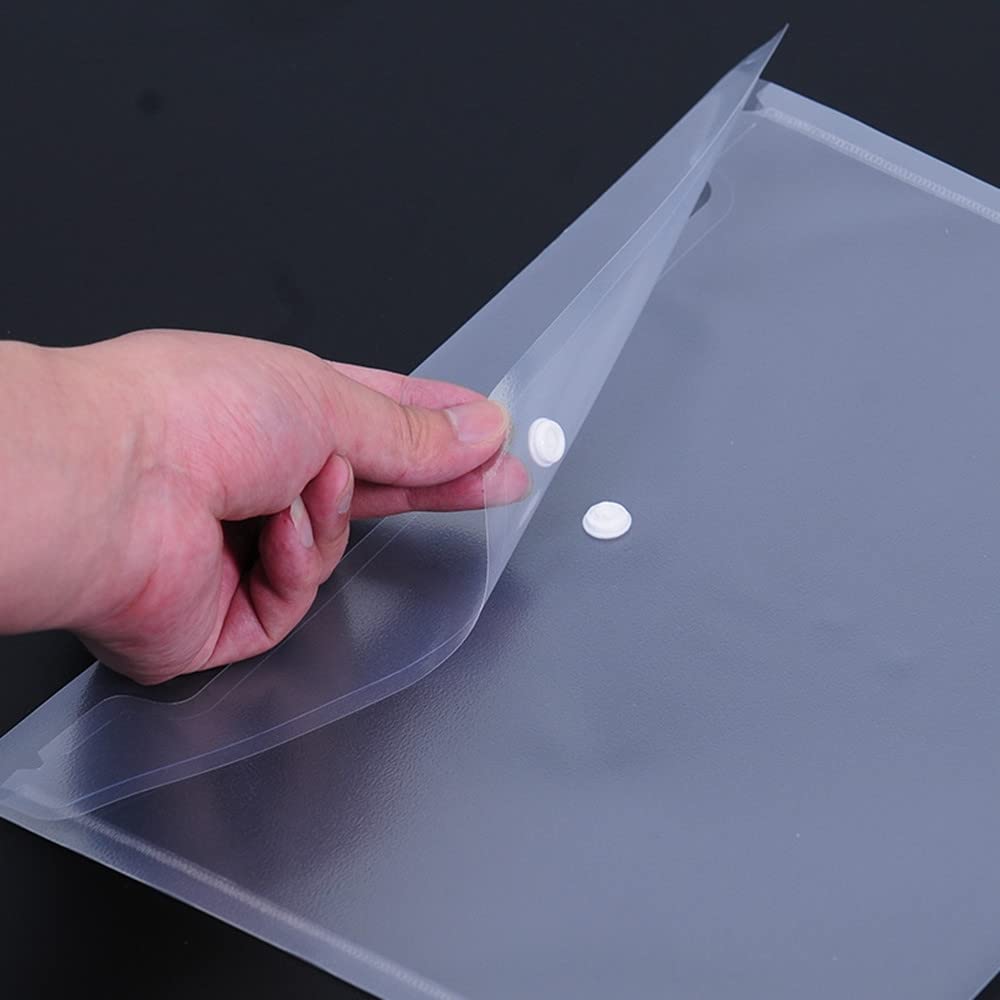 Wiekyze Poly Envelope 12 Pcs Document Envelopes with Snap Button Quality Clear Document Folder for A4 Size (‎Clear)