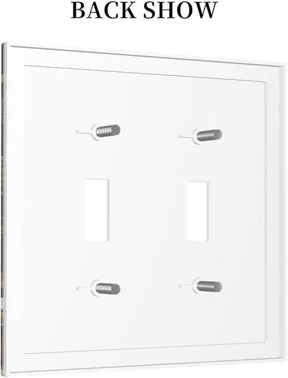 Nature Plant Botanical Daisy Mushroom Snails And Moon Double Toggle Light Switch Cover Decorative 2 Gang Wall Plate Electrical Switchplate Faceplate for Bathroom Decorate Accessories