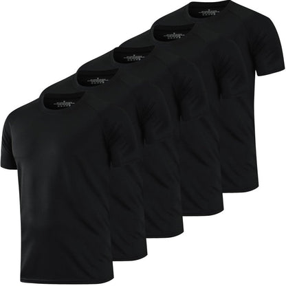 HovSiyla 5 Pack Running Shirts Men Sport Tops Dry Fit Gym Wicking Athletic T Shirts Breathable Cool Workout Shirts Black S
