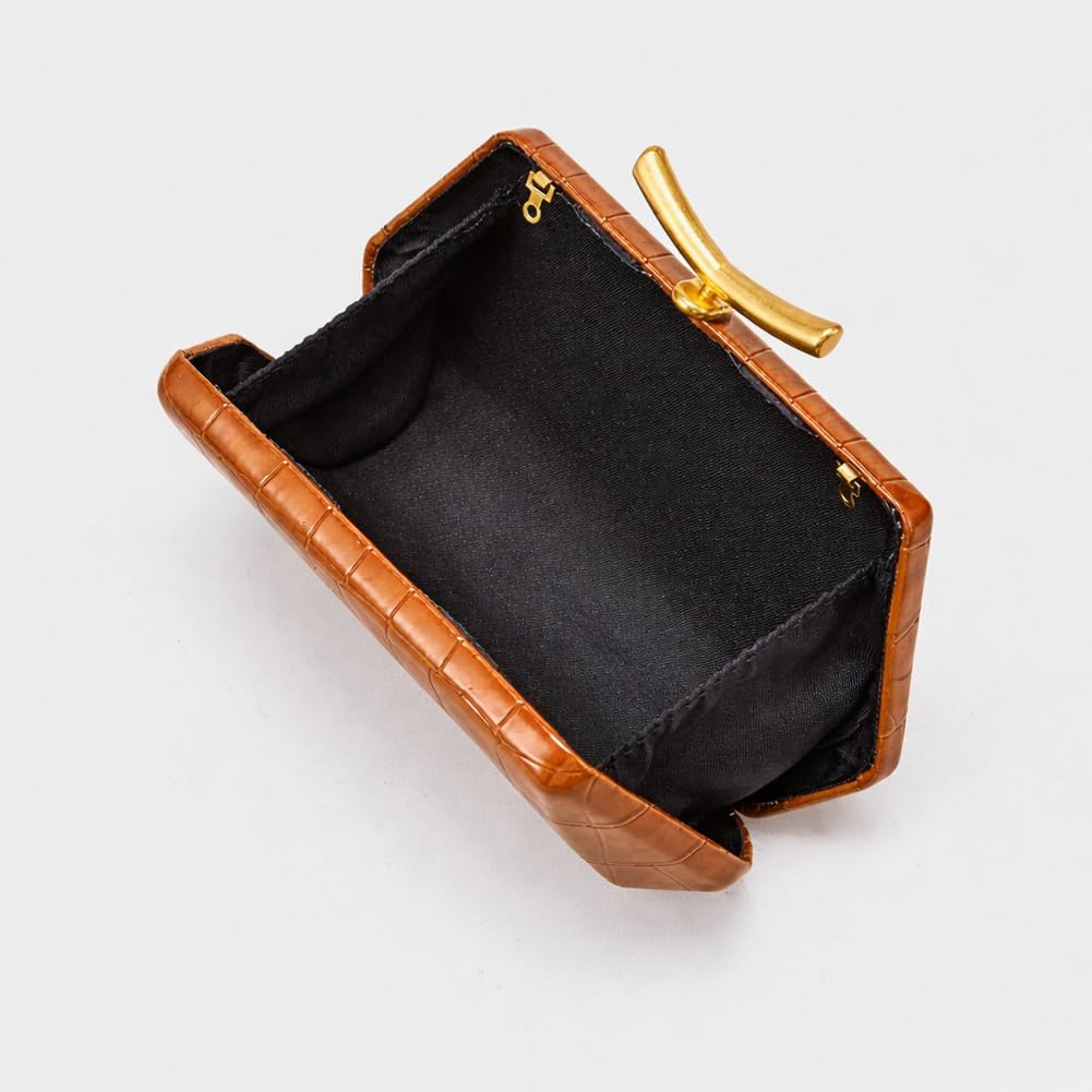 PU Leather Clutch Purse Elegant Gold Evening Bag Unique Crossbody Handbag for Wedding Party Prom