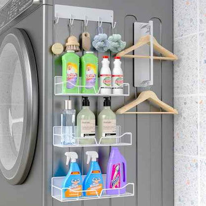 5PCS washing machine storage rack with hooks and hangers, refrigerator, washing machine, microwave, and barbecue grill warehouse storage rack