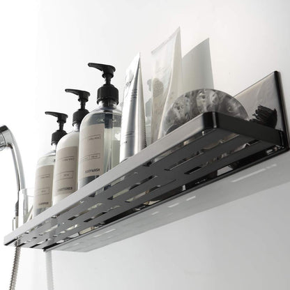 Yamazaki Industries 4859 Magnetic Bathroom Rack, Long, Black, Approx. W 23.6 x D 3.3 x H 3.1 inches (60 x 8.5 x 8 cm), Tower, Bathroom Storage, Drainage Holes, Hooks Included