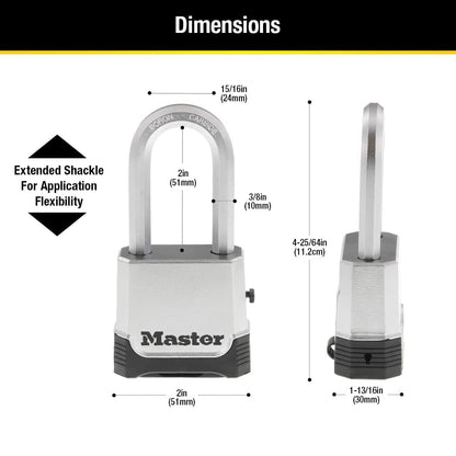 Master Lock Silver Outdoor Combination Lock, Heavy Duty Weather Resistant Padlock with Resettable Code and Cut Resistant Boron Carbide Shackle for Outdoor Use, M176XDLH