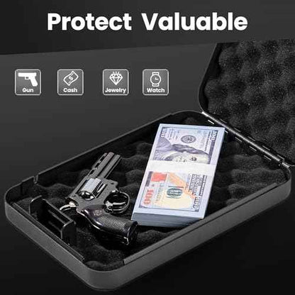 Gun Safe for Pistol Small Portable Handgun Lock Box with Combination Lock, Pistol Safe for Car, Home, Travel, 9.4" x6.6" x1.8",Black