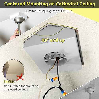 Fan Mounting Box, Ceiling Fan Mounting Bracket, Ceiling Fan Mounting Box, Ceiling Fan Mounting Kit, Fan Mounting Bracket, Fits Cathedral Ceiling Angles of 80¡Æ or Up, White, 2-Pack