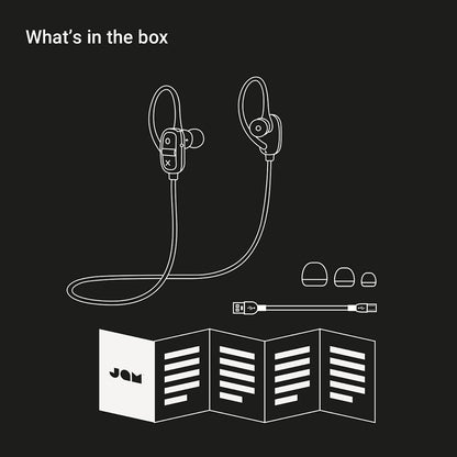 Bluetooth Wireless Earbuds Secure Ear-hook, 7 Hour Playtime, 30 Foot Range, Hands-Free Calling, Sweat Resistant JAM Live Large Earphones Blue