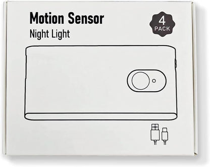 WILLED Motion Sensor Night Lights, Wireless Stair Lights Indoor, Battery Rechargeable Night Lights for Stairway, Hallway, Kitchen, Closet, Cabinet, Bedroom, Kids' Room(4-Pack)