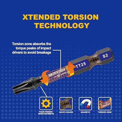 5 Pieces T25 Hollow 2 In. Impact Tough Magnetic Insert Bit Set, #25 Security Torx Head Power Bits, S2 Alloy Steel Star T25 Screwdriver Bits Set