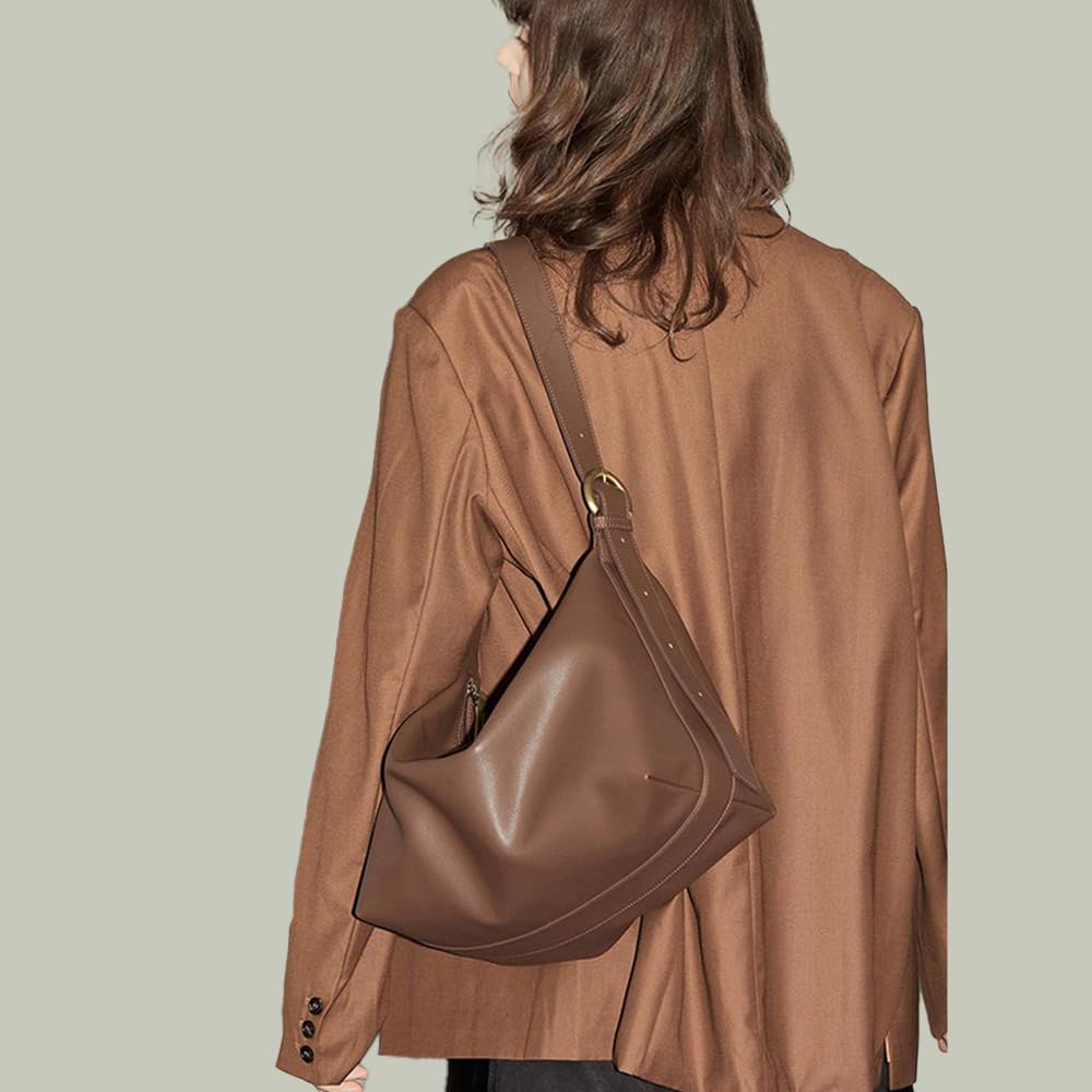 BOAWHNTR Sleek Leather Tote Bag for Women - Stylish & Durable, Large Capacity with Adjustable Straps, Perfect for Daily Use & Special Occasions - Elegant Design (Brown)