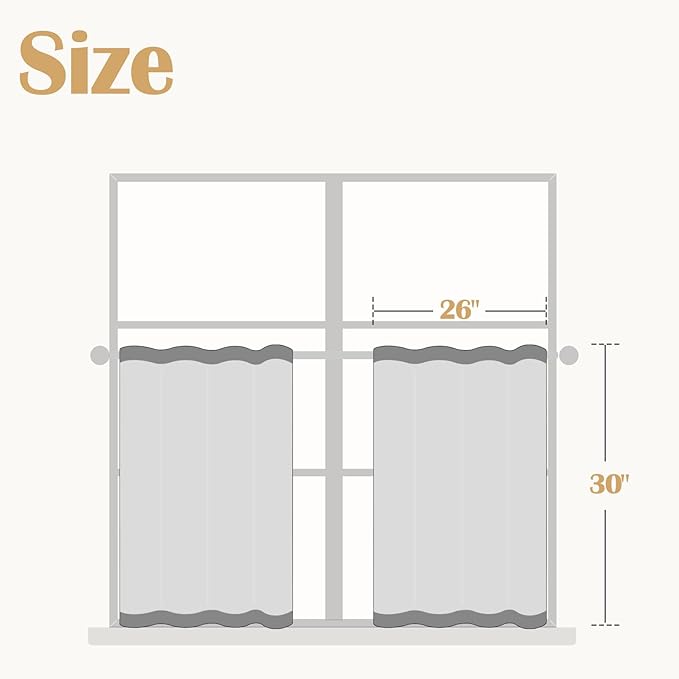 jinchan Striped Linen Kitchen Curtains 30 Inches Length Tier Curtains Farmhouse Modern Cafe Style Small Window Treatments Airy Light Filtering Rod Pocket for Living Room Bathroom 2 Panels Blue