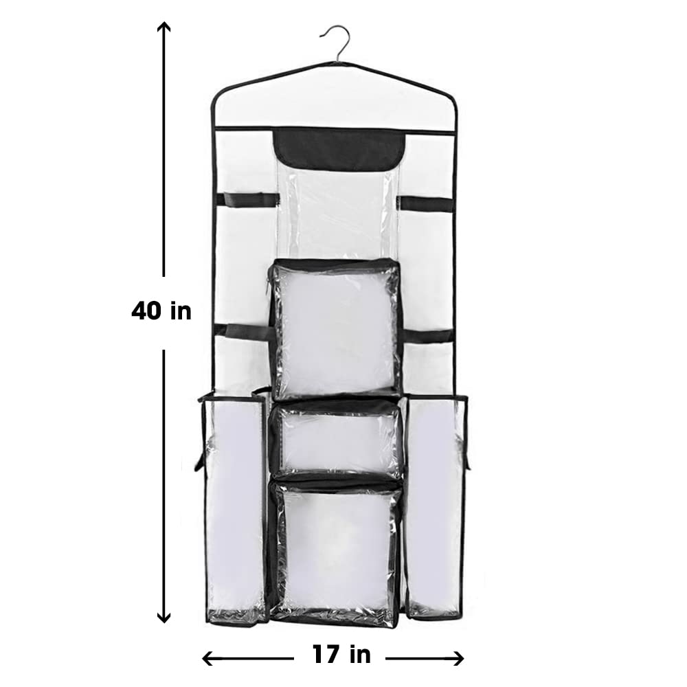 Primode Wrapping Paper Storage Hanging Over the Door Wrapping Paper Organizer Store Gift Wrap Gift Bags Ribbon Bows and Accessories 40”x17” Fits Long 40 Inch Rolls Double Sided Bag (Black Seam)