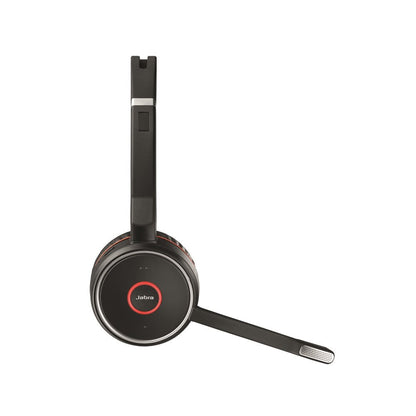 Jabra Evolve 75 UC Stereo Wireless Bluetooth Headset/Music Headphones Including Link 370 (U.S. Retail Packaging), Black