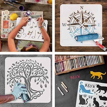 FINGERINSPIRE Lion Head Stencil 11.8x11.8 Inch - Wild Animal Pattern for African Big Cat - Reusable Plastic Stencil for Painting on Wood, Floor, Wall and Tile