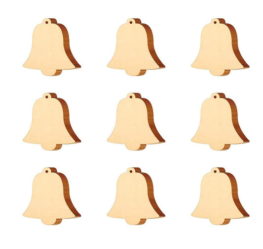 100 Pcs Wood Slices, Unfinished Christmas Wooden Ornaments Hanging Embellishments Crafts for Art Crafts Gift Decoration (Bell)