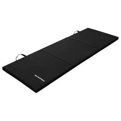 BalanceFrom Folding Gymnastics Mat, Thick Home Gym Floor Yoga Equipment, Black