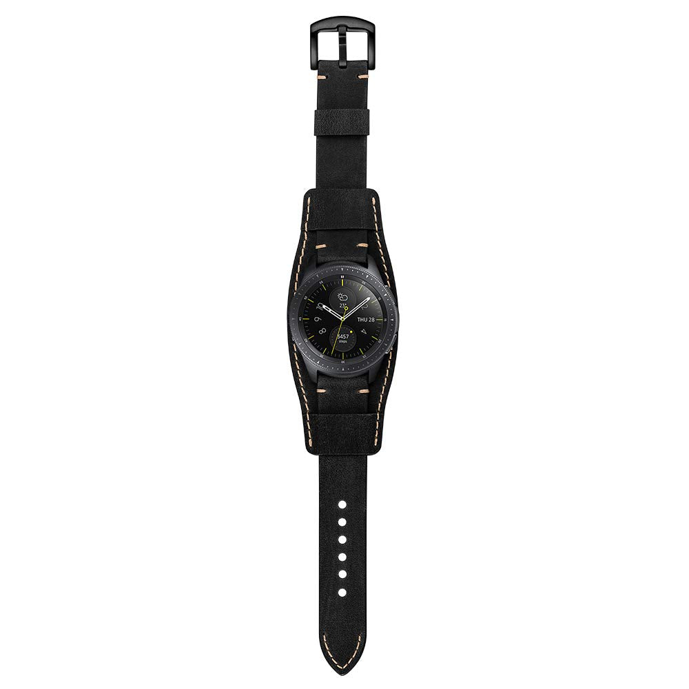 Balerion 20mm Cuff Leather Watch band,Compatible with Samsung Galaxy Watch Ultra/7/6/5/4,Watch3 41mm/watch 42mm,Garmin Vivoactive 6 and other standard 20mm band width watch,Black