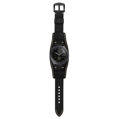 Balerion 20mm Cuff Leather Watch band,Compatible with Samsung Galaxy Watch Ultra/7/6/5/4,Watch3 41mm/watch 42mm,Garmin Vivoactive 6 and other standard 20mm band width watch,Black