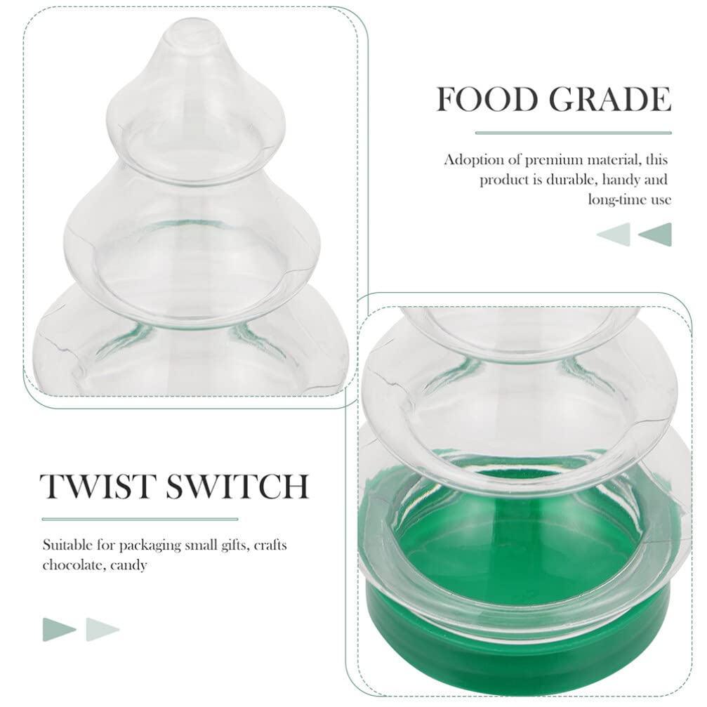 ABOOFAN 6pcs Christmas Tree Shaped Candy Boxes Clear Plastic Container Fillable Ornament Xmas Cookie Jars With Lid Biscuits Sweets Jars