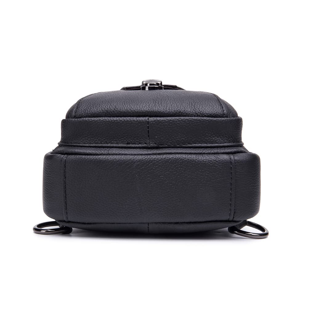KPYWZER Vintage Leather Sling Bag Bags for Men Women Backpack Shoulder Messenger Crossbody Outdoor Travel Hiking Camping Tactical Chest Pack Daypack Black