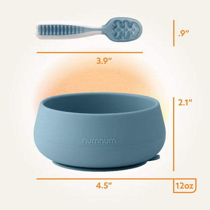 NumNum Suction Bowls for Babies & Toddlers, Extra Strong Non-Slip Suction, 100% Food-Grade Silicone, BPA-Free, Microwave & Dishwasher Safe, Baby-Led Weaning Bowls for 4+ Months & GOOtenils Blue/Green