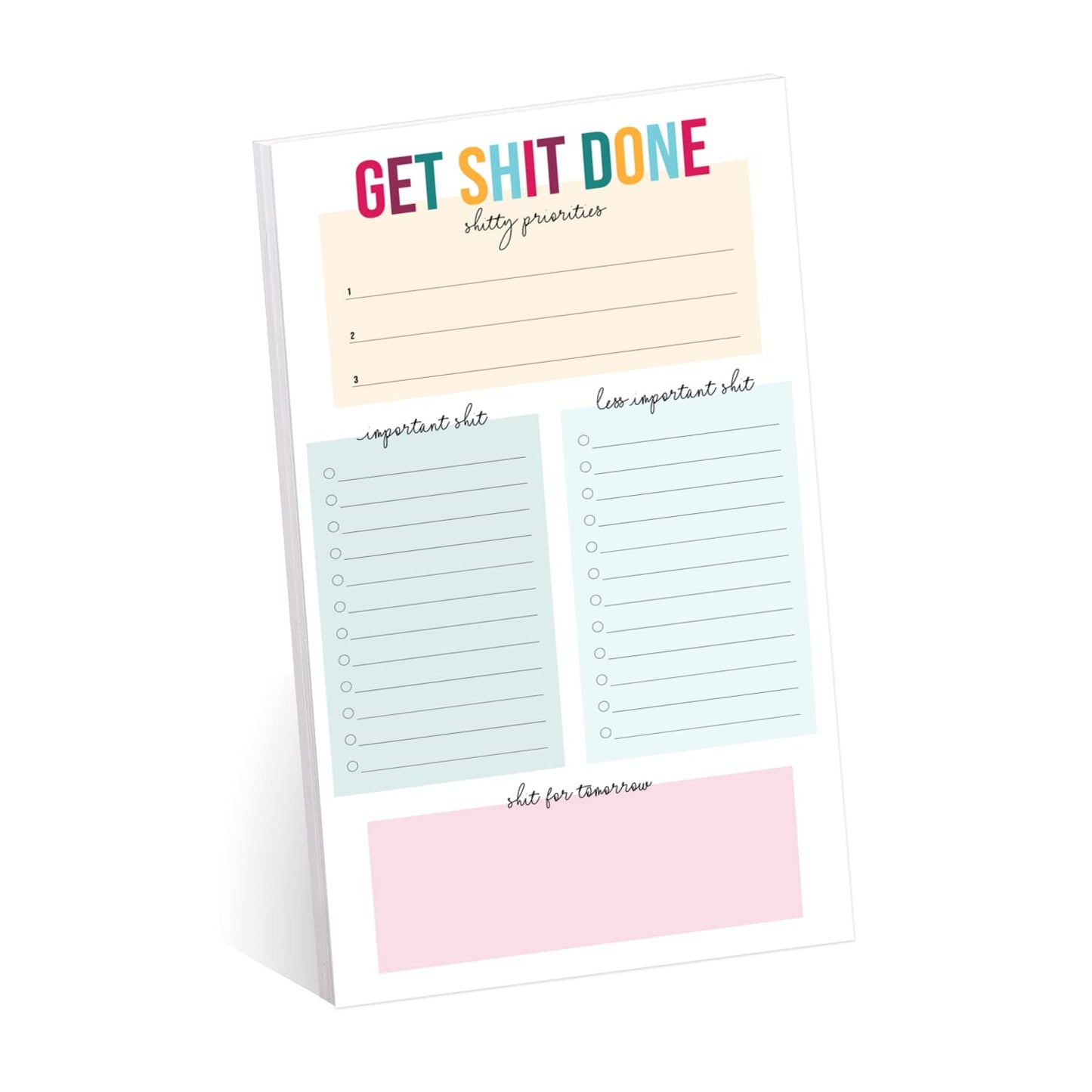 Get Shit Done to Do List / 6" x 10" Hilarious Sticky Note Fill in Task List / 50 Sheets Per Pad/Snarky Sticky Note Schedule Checklist/Made in USA