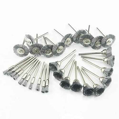 ?????????????? 30 Pcs Wire Brush Wheel, 1/8 Inch Shank Coarse Crimped Steel Wire Brushes Kits for Dremel Rotary Tool (Silver)