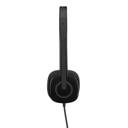 Logitech H151 Wired Headset, Analog Stereo Headphones with Rotating Noise-Cancelling Microphone, 3.5 mm Audio Jack, in-Line Controls, PC/Mac/Laptop/Tablet/Smartphone - Black