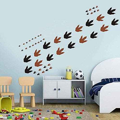 Dinosaur Footprints Wall Decals (56pcs) 4 Size Dinosaur Tracks Decals Dinosaur Decor Baby Nursery Decals Removable Peel and Stick Vinyl Decals for Boy Bedroom Decorations