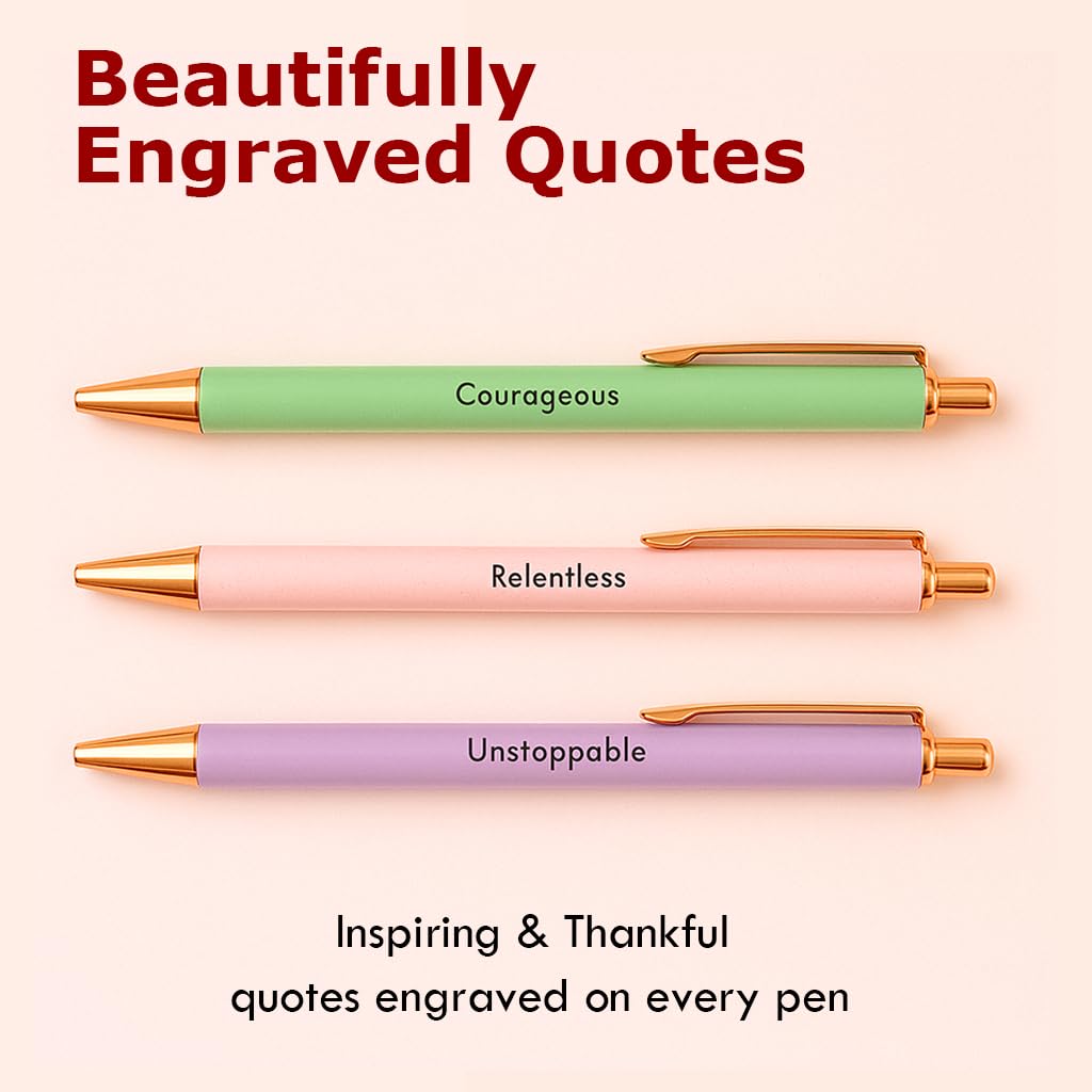 Luxeviss 3 Pcs Inspirational Pens Quotes Ballpoint Pen with Stylus Tip Gifts for School Coworkers Office Supplies Black Ink