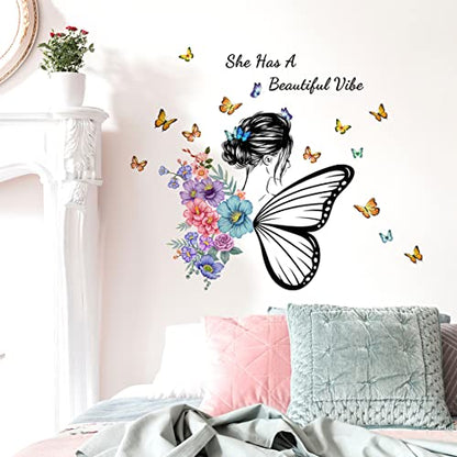 Wall Decals, Butterfly and Girl Pattern, Quote and Saying Stickers