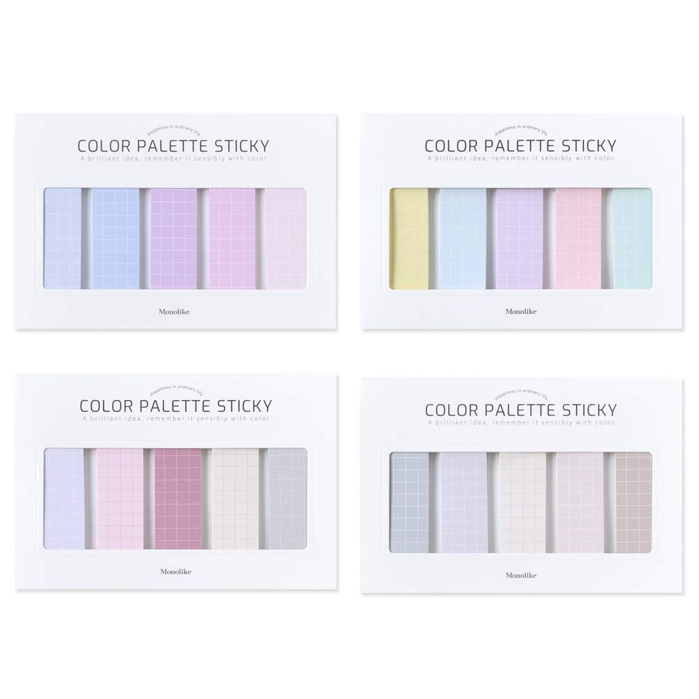 Monolike Color Palette Sticky Grid 500 B Set 4p - Self-Adhesive Memo Pad 30 Sheets