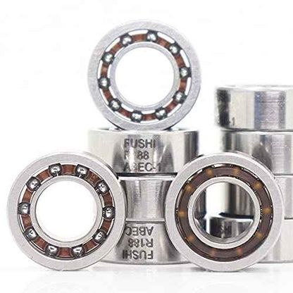 R188 Open Deep Groove Ball Bearing, 1/4" mmx1/2 mmx3/16 mm Fidget Spinner Bearing with Nylon Caged (10 PCS)