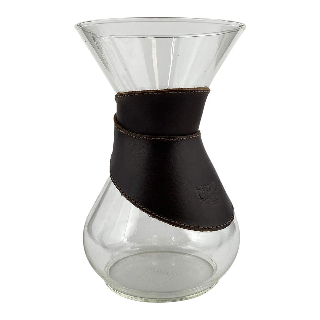 Hide & Drink, Pour Over Collar Compatible with Chemex 6-Cup Glass Handmade from Full Grain Leather - Bourbon Brown