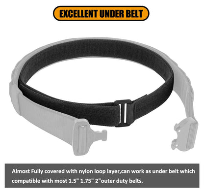 KRYDEX Tactical EDC Under Belt Loop Inner Belt 1.5" Duty Concealed Carry Base Belt (BK, L)